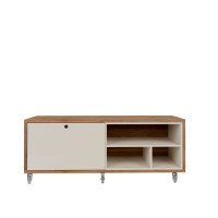 Manhattan Comfort 15LC1 Windsor 53.62 TV Stand with Casters in Off White and Nature